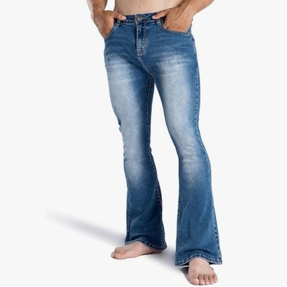 70s Costume Flare Jeans & Disco Outfit Floral Button-up Shirt Multi-color Men XL - Picture 2 of 16